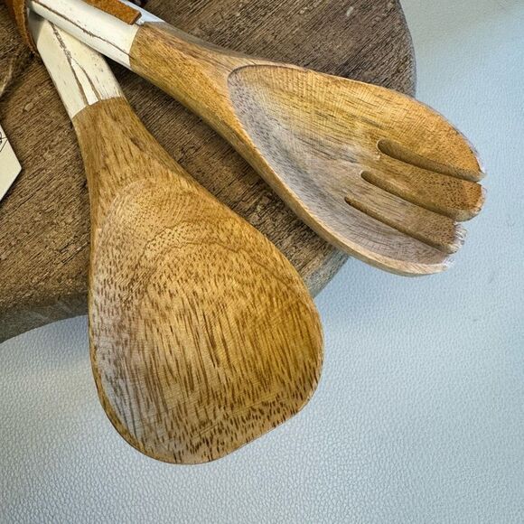 Wood Serving Spoons Flower Home Decor Kitchen FAST SHIP NEW - Picture 3 of 6